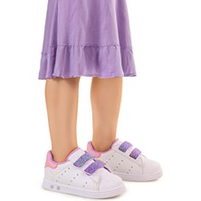 Kiko Kids Royzo Kız Bebek Spor Ayakkabı Cırtlı Işıklı Mikrofiber Tabanlı İlk Adım Ayakkabısı