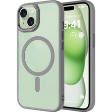 Paladyum Case iPhone 15 Uyumlu Şeffaf Sararmaz Magsafe Özellikli Gri Kılıf