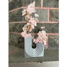Morpiko Modern Dalgalı Sakura Çiçekli Vazo- Ofis Ev Dekorasyonu Şık Hediye Minimalist Dekoratif Çiçeklik