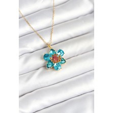 Ayder Timya 316L Çelik Zincirli Mavi Çiçek Model Kadın Kolye - TJ-BKO10598 TG/TMYA1395 225692