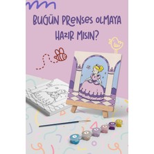 Mind & Play Saray Prensesi Temalı Çocuk Şövale Tuval Boyama Seti | Ahşap Şövale+Tuval+6 Renk Akrilik Boya+Fırça