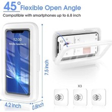 360° Döner Su Geçirmez Duş Telefon Tutucu, Buğu Önleyici Hd Dokunmatik Ekranlı Banyo Telefon Kutusu, 7’’ Evrensel Uyumlu, Duvar Montajlı, 19×11×3 cm