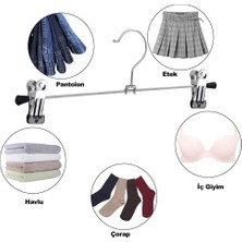 5’li Metal Pantolon ve Etek Askısı – 360° Dönebilen Kancalı, Ayarlanabilir Çoklu Askı, Dolap Içi Yer Tasarruflu Elbise Askısı, Pantolon, Etek, Şal, Çorap Düzenleyici Set (30 Cm)