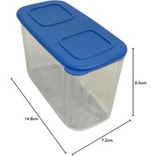 2'li Set Şeffaf ve Taze 715 ml Şeffaf Mavi Buzdolabı Sistemi Taze Sistem Konteyner Kapaklı Dikdörtgen