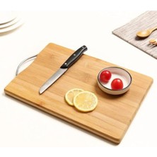 Bambu Ahşap Kesme Tahtası Çelik Saplı Sebze Doğrama Tahtası Et Sebze Doğrama Tahtası Peynir Servis Sunum Tepsisi 30X20 cm