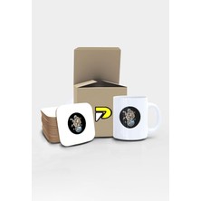Astronot ve Kahve Uzay Tasarımlı Baskılı Kupa Bardak Seti, Eğlenceli Özel Hediye Mug