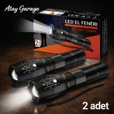 Atay Garage 2 Adet Super Parlak LED El Feneri Pil Ile Çalışır