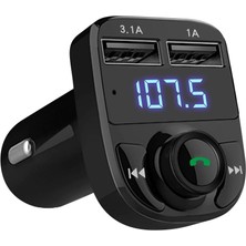Lıhan X8 Bluetooth Araç Kiti | Fm Transmitter & Çift USB Şarj Cihazı | Kablosuz Müzik