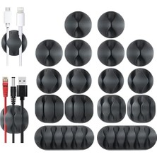 16 Adet Kordon Tutucu Siyah Kendinden Yapışkanlı Kordon Klipleri Masa Kablo Yönetimi Ev Veya Ofis Için