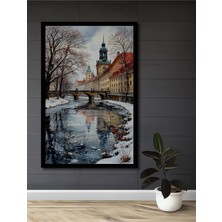 Petmudo AVM Buzlu Nehir Manzaralı Yağlı Boya Görünümlü Antre,ofis,mutfak,yatak Odası Tablo Çerçeve Görünümlü