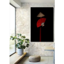 Petmudo AVM Japon Esintisi Kırmızı Tırtık Detaylı Yağlı Boya Görünümlü Ahşap Ev,antre,salon,ofis,mutfak Tablo