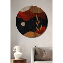 Petmudo AVM Soyut Doğal Dokular Yağlı Boya Görünümlü Ahşap Dekoratif Tablo Yuvarlak Duvar Tablosu