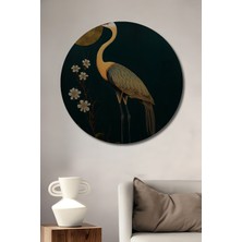 Petmudo AVM Sultan Leylek ve Ay Çiçeği Yağlı Boya Görünümlü Ahşap Dekoratif Tablo Yuvarlak Duvar Tablosu