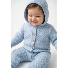 Trikomer Triko Kapuşonlu Petek Desenli Soft Bebek Tulumu