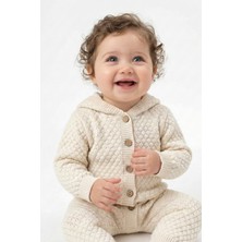 Trikomer Triko Kapuşonlu Petek Desenli Soft Bebek Tulumu