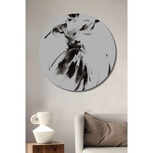 Petmudo AVM Samuray Kılıç Dansı Siyah Beyaz Görünümlü Dekoratif Ahşap Tablo Yuvarlak Duvar Tablosu