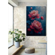 Petmudo AVM Pembe Şakayık Çiçekleri Sulu Boya Görünümlü Modern Sanat Ahşap Dekoratif Ev,antre,salon,ofis Tablo