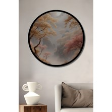 Petmudo AVM Ay Işığında Saklı Bahçe Yağlı Boya Görünümlü Sanat Tablosu Yuvarlak Duvar Tablosu Çerçeve Görünümlü