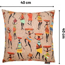 Afrika Desenli Dekoratif Kırlent Yastık Kılıfı – 40X40 Cm, Renkli, Elyapımı