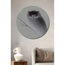 Petmudo AVM Kızıl Gözlü Baykuş Baskı Ahşap Tablo Yuvarlak Duvar Tablosu