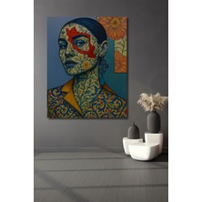 Petmudo AVM Mistik Yüz Çiçek Desenli Sulu Boya Görünümlü Ahşap Dekoratif Ev,antre,salon,ofis,mutfak Tablo