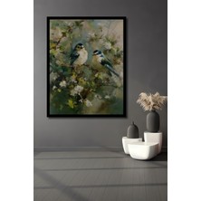 Petmudo AVM Iki Kuşun Huzurlu Anı Yağlı Boya Görünümlü Ahşap Ev,antre,salon,ofis,mutfak Tablo Çerçeve Görünümlü