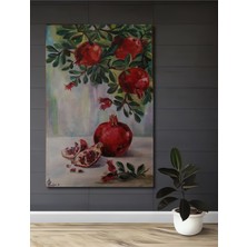 Petmudo AVM Nar Ağacı Dalları Yağlı Boya Görünümlü Ahşap Dekoratif Ev,antre,salon,ofis,mutfak,yatak Odası Tablo