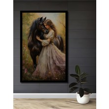Petmudo AVM Aşkın Atı Yağlı Boya Görünümlü Boho Sanat Ahşap Ev,antre,salon,ofis,mutfak Tablo Çerçeve Görünümlü