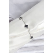 Ayder Timya 316L Çelik Gümüş Renk Siyah Baby Boy Yonca Bileklik - TJ-BB8084 TG/Tmya1395 226258