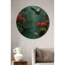 Petmudo AVM Sakin Orman Turnası Sulu Boya Görünümlü Ahşap Dekoratif Tablo Yuvarlak Duvar Tablosu