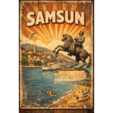 BiveSa Samsun Retro Ahşap Poster