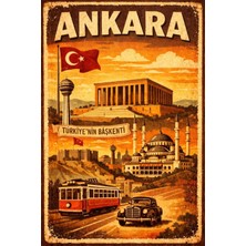 BiveSa Başkent Ankara Retro Ahşap Poster