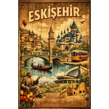 BiveSa Eskişehir Retro Ahşap Poster