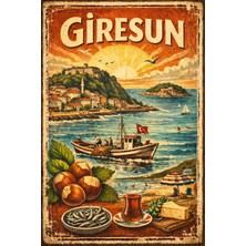 BiveSa Giresun Retro Ahşap Poster