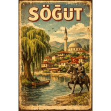 BiveSa Bilecil Ili Söğüt Ilçeci Retro Ahşap Poster