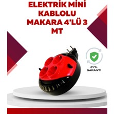 S'82 Kırmızı Renk 3 Metre 4’lü Kablolu Priz Makarası