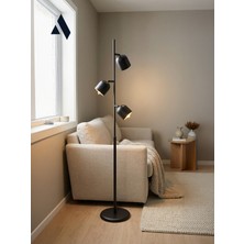 Alldesco Horion Siyah Metal Lambader – 3 Başlıklı Ayarlanabilir Modern Yer Lambası | Dekoratif Aydınlatma