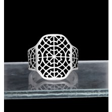 Yıldırım 925 Ayar Gümüş Geometrik Desenli Erkek Yüzük - Şık Tasarım