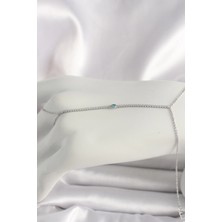 Eco Lounge Pirinç Gümüş Renk Su Yolu Zirkon Taşlı Mavi Taş Detaylı Kadın Şahmeran