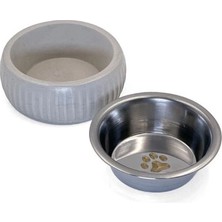 Bilfold Mikopet Organik Seramik Mama Kabı Gri