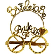 Bilfold Bride To Be Taç ve Gözlük Seti Altın Renk