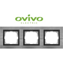 Bilfold Inox Üçlü Çerçeve Quantum - Priz ve Anahtar Için Uyumlu Çerçeve