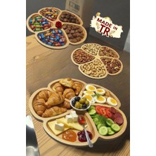 Ayd Ahşap Derin Iç Bölmeli 5’li Masif Ahşap Sunum Tabağı 21,5 cm | 3D Cnc Işleme