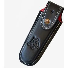 Bilfold Eco Lounge Kurt Figürlü Hakiki Deri Çakı Kılıfı No:2, 12 x 4 cm - Kemerlikli