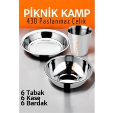 Bilfold Bx Paslanmaz Çelik Tabak Kase Bardak Seti Kamp Piknik Seti 18 Adet