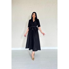 Livizmir Moda Siyah Ince Kemerli Fırfırlı Ceket ve Büzgülü Etek Takım