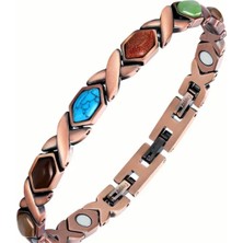 Ekinoksen %100 Saf Bakır Manyetik ve Doğal Taşlarla Bezenmiş Bileklik