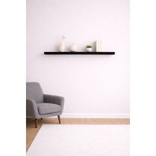 90 cm Mat Siyah Mdf Uçan Duvar Rafı Gizli Bağlantı Kitaplık Ahşap