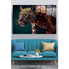 Petmudo AVM Renkli Leopar Cam Tablo, Dekoratif Cam Tablo