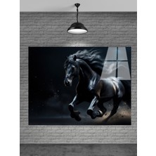 Petmudo AVM Siyah At Cam Tablo Ev Dekorasyon,balkon Dekorasyonu,dekoratif,duvar Tablo,mutfak Tablo